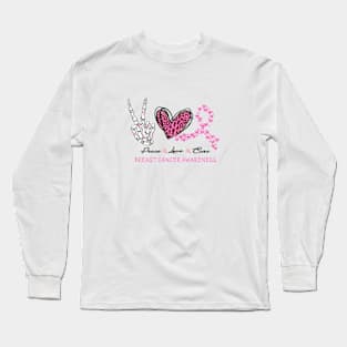 Peace Love Cure Halloween Breast Cancer Shirt Long Sleeve T-Shirt